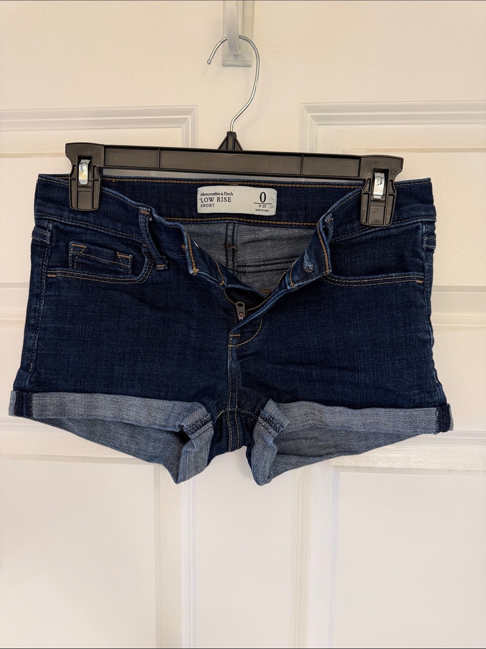 Abercrombie & Fitch Dark Blue Low-Rise Denim Short Shorts